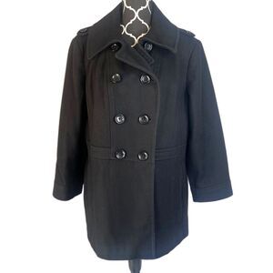 Michael Kors Black Double Breasted Wool Blend Classic Pea Coat Size XL